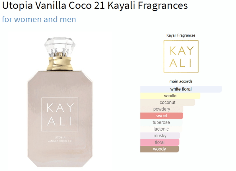 Utopia Vanilla Coco 21 Kayali Fragrances for women and men - AmaruParis Fragrance Sample