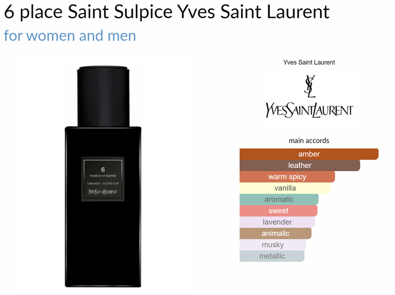 6 place Saint Sulpice Yves Saint Laurent pour femme et homme