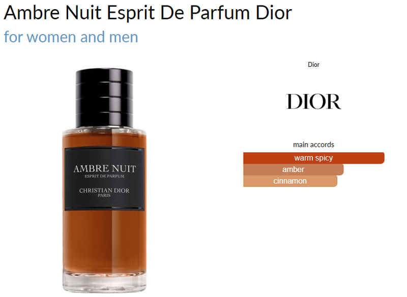 Ambre Nuit Esprit De Parfum Dior for women and men