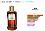 Aoud Exclusif Mancera for women and men Decant Fragrance Samples - AmaruParis Fragrance Sample
