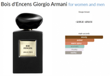 Bois d'Encens Giorgio Armani for women and men - AmaruParis Fragrance Sample