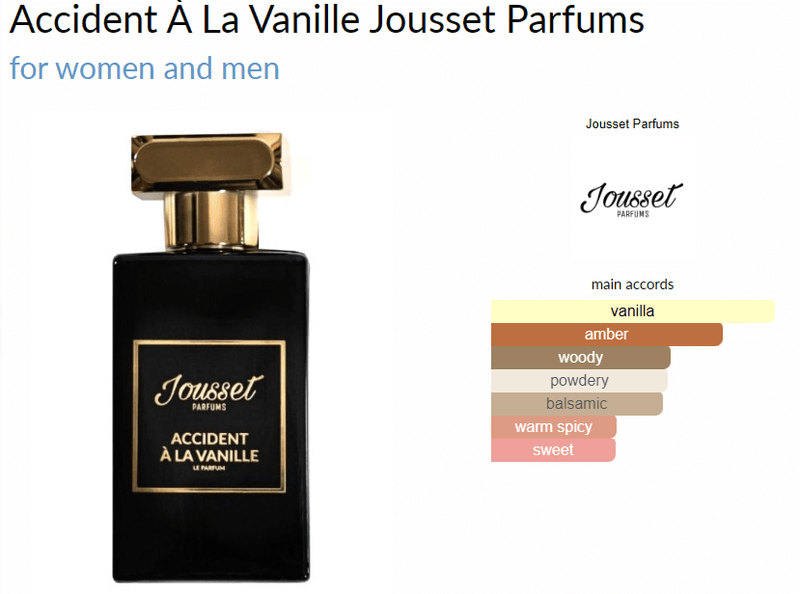 Accident À La Vanille Jousset Parfums for women and men - AmaruParis Fragrance Sample