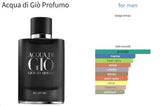 Acqua di Giò Profumo Giorgio Armani for men Decant Fragrance Samples - ParfumAmaruParis