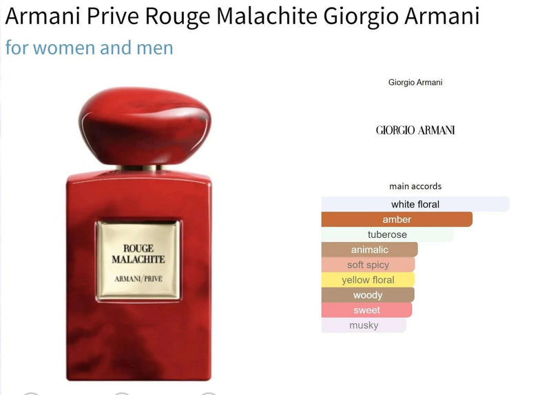 Armani Prive Rouge Malachite Giorgio Armani for women and men Decant Fragrance Samples - ParfumAmaruParis