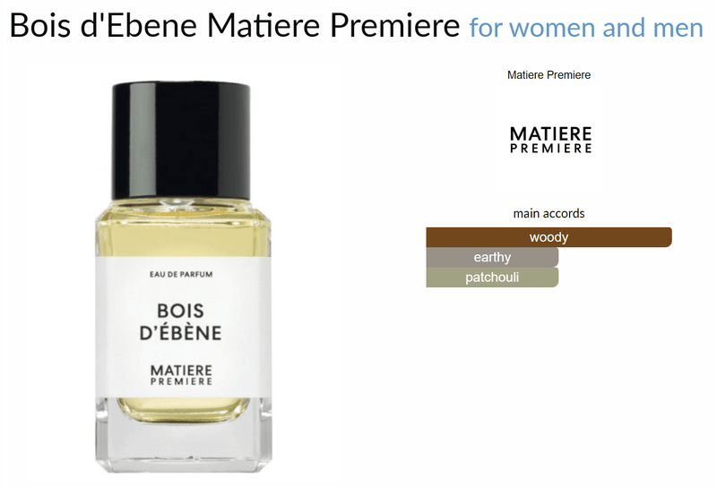 Bois d'Ebene Matiere Premiere for women and men Decant Samples - ParfumAmaruParis