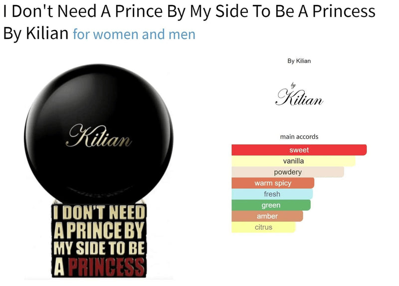 I Don't Need A Prince By My Side To Be A Princess By Kilian for women and men Decant Fragrance Samples - ParfumAmaruParis