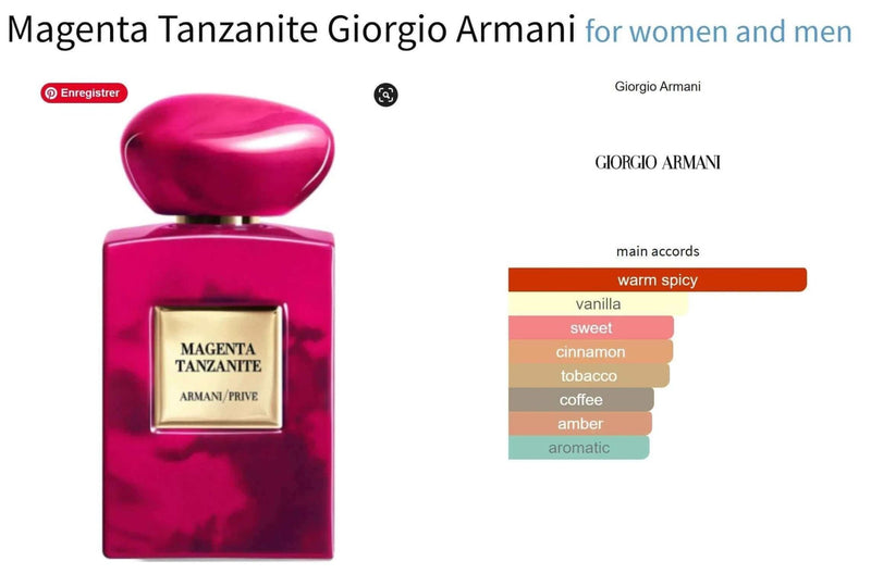 Magenta Tanzanite Giorgio Armani for women and men Decant Fragrance Samples - ParfumAmaruParis