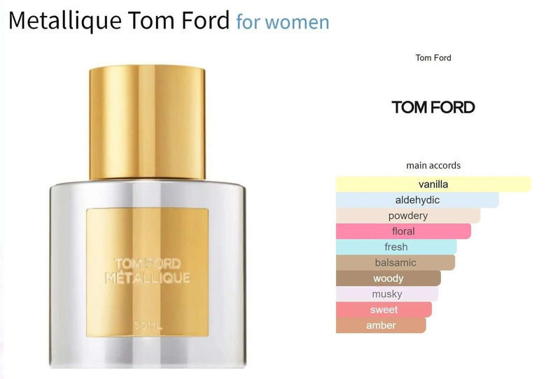 Metallique Tom Ford for women Decant Fragrance Samples - ParfumAmaruParis