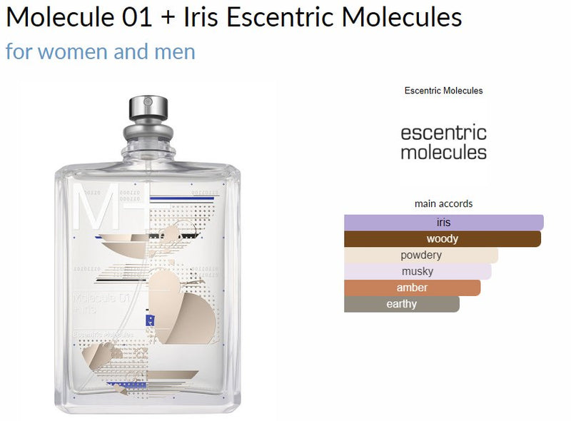 Molecule 01 + Iris Escentric Molecules for women and men - ParfumAmaruParis