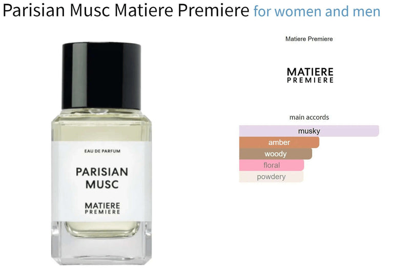 Parisian Musc Matiere Premiere for women and men Decant Fragrance Samples - ParfumAmaruParis