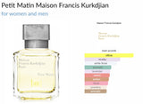 Petit Matin Maison Francis Kurkdjian for women and men - ParfumAmaruParis