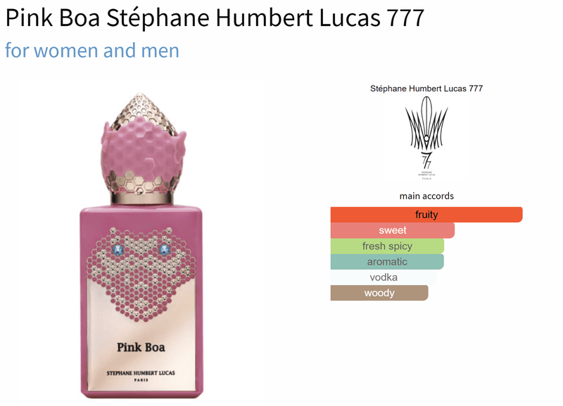 Pink Boa Stéphane Humbert Lucas 777 for women and men - ParfumAmaruParis