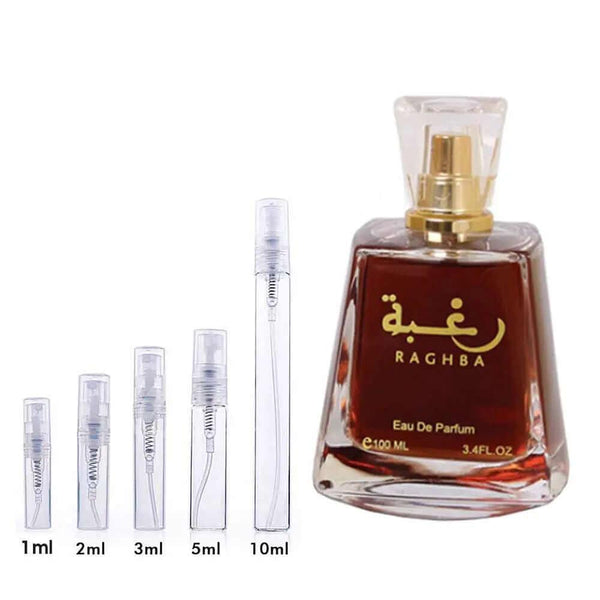 Raghba Lattafa Perfumes for women and men Decant Fragrance Samples - ParfumAmaruParis