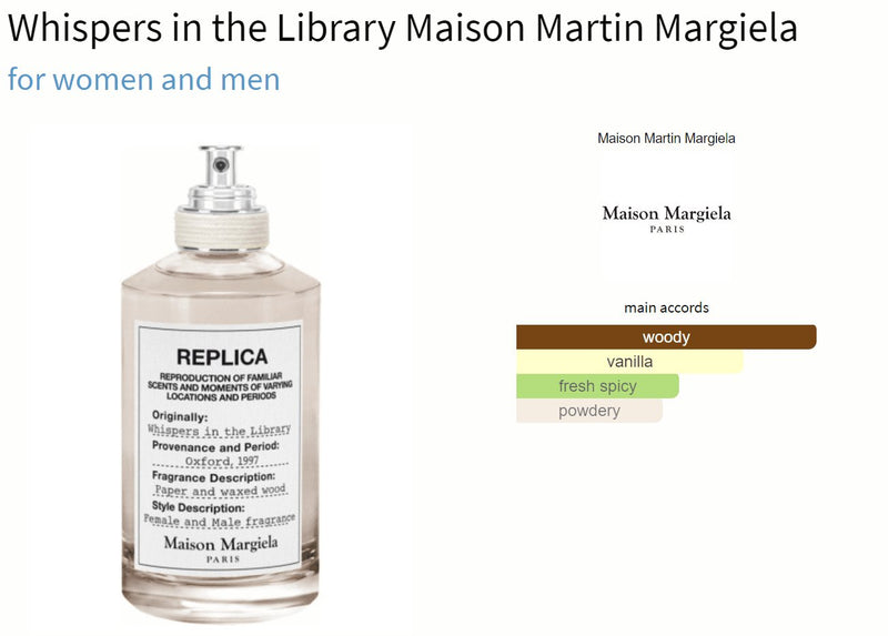 Whispers in the Library Maison Martin Margiela for women and men Decant Fragrance Samples - ParfumAmaruParis